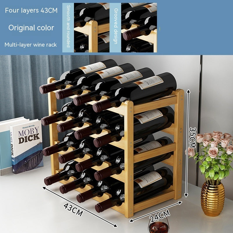 Wood Wine Display Rack - Decorative Cabinet Organizer