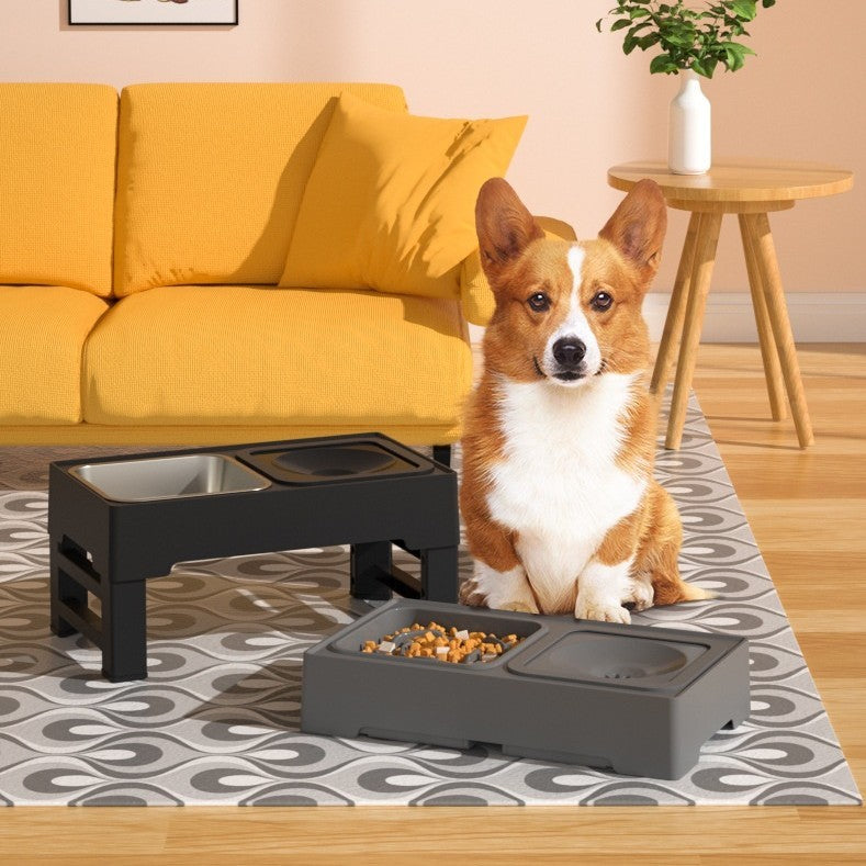 Elevated Dog Bowls - Adjustable Stainless Double Feeder