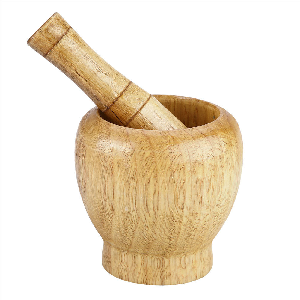 Wood Look Garlic Masher - Manual Mortar & Pestle