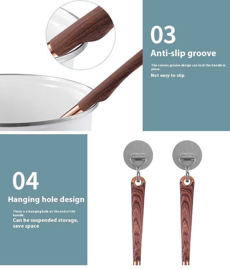Silicone Kitchen Utensil Set - Wood Grain Handles