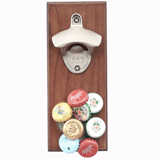 Wood Bottle Opener with Magnetic Catcher