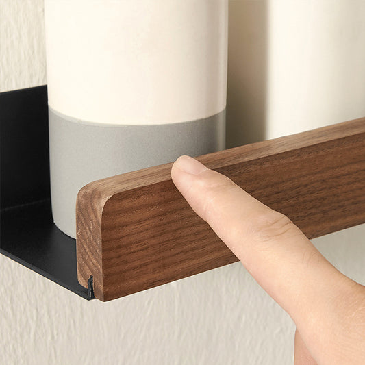 Solid Wood Bathroom Shelves - Non-Drill Storage