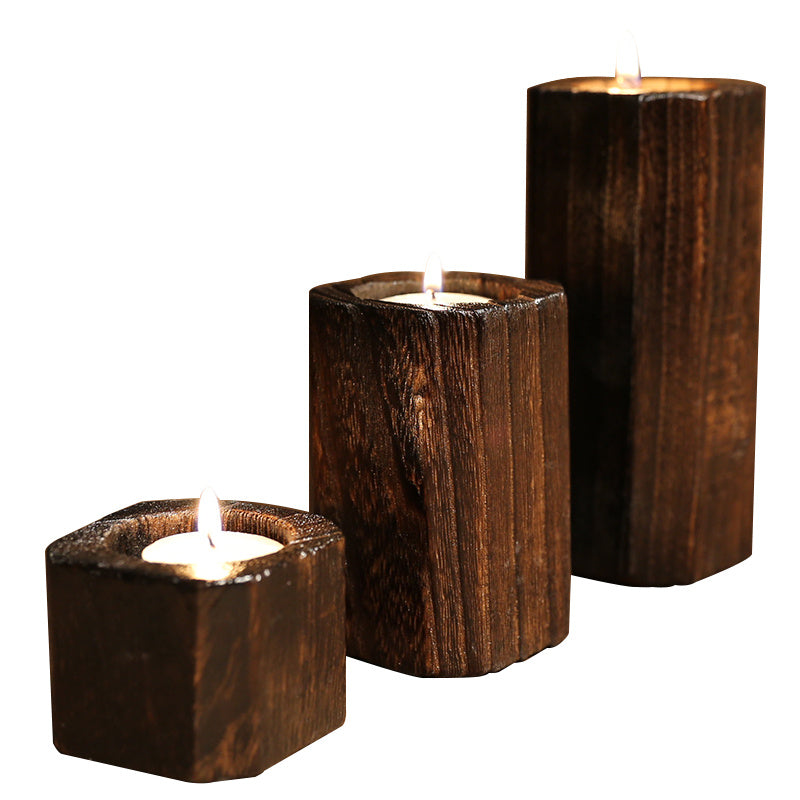 Wood Candle Holder - Simple Natural Candlestick