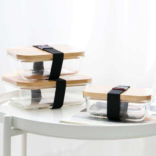 Glass Crisper with Bamboo Lid - Airtight Food Storage