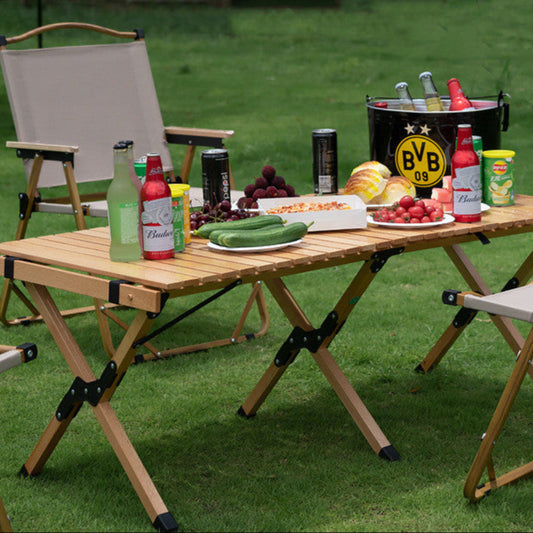 Beech Wood Egg Roll Table - Outdoor Portable Folding