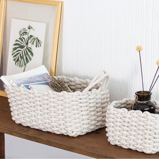 Nordic Cotton Rope Storage Box - Hand-woven Simple