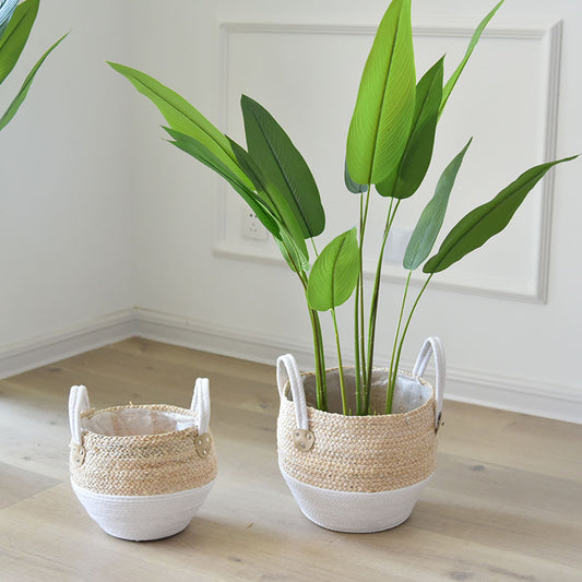 Straw Flowerpot Basket - Woven Hamper