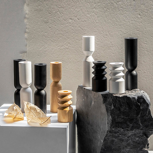Nordic Wood Candle Holder - Minimalist Decor