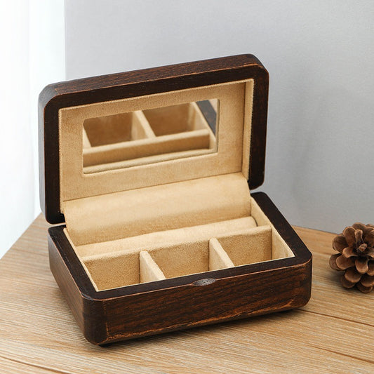 Small Wood Jewelry Box Organizer - Travel Case