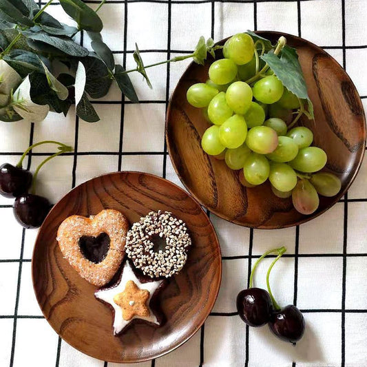 Retro Wood Snack Plate - Korean Serving Platter