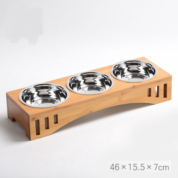 Wood Frame Rice Bowl - Ceramic for Rice/Pet Food