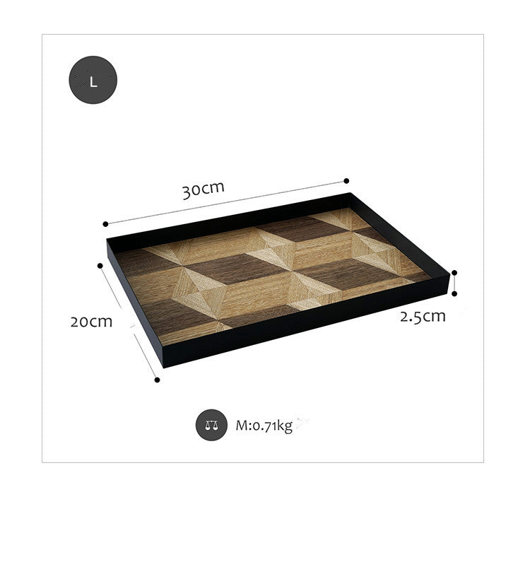 Iron & Wood Decorative Tray - Artistic Serving Plate