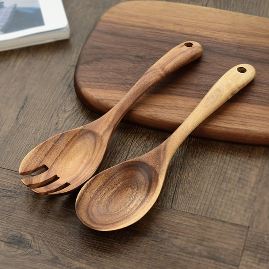 Acacia Wood Cooking Spoon & Fork Set - Kitchen Utensils