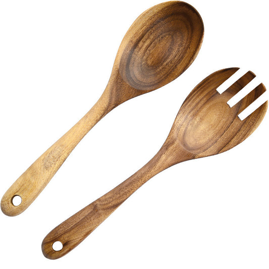 Acacia Wood Cooking Spoon & Fork Set - Kitchen Utensils