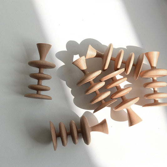 Modern Wood Geometric Sculpture - Abstract Decor