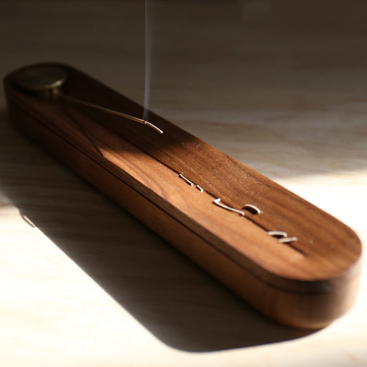 Black Walnut Incense Box with Brass Holder