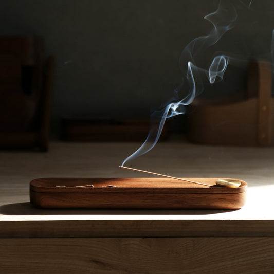 Black Walnut Incense Box with Brass Holder