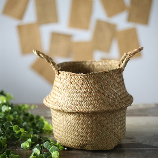 Wicker Planter Basket - Foldable Flower Pot Holder