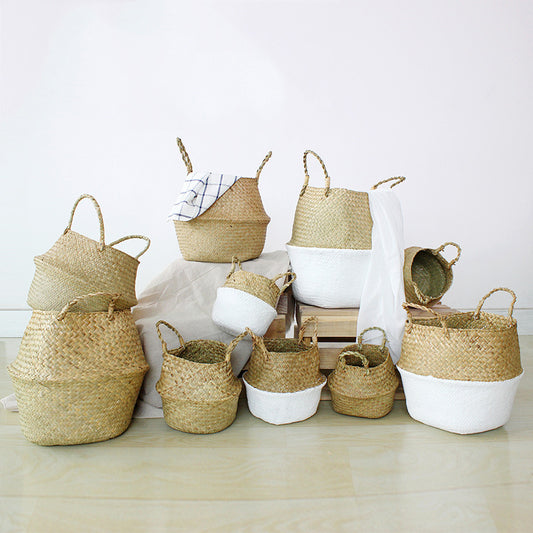 Wicker Planter Basket - Foldable Flower Pot Holder
