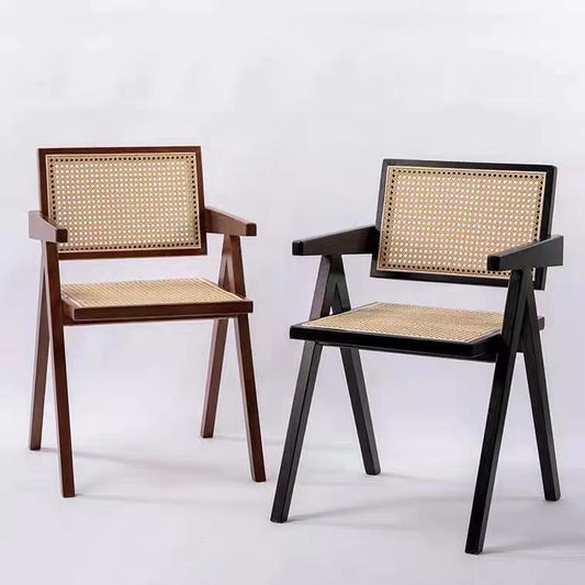 Nordic Wood & Rattan Armchair - Balcony/Living Room