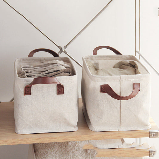 Cotton Linen Storage Basket - Foldable Home Organizer