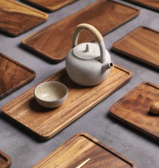 Wood Rectangular Tea Tray - Serving Tray
