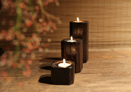 Wood Candle Holder - Simple Natural Candlestick