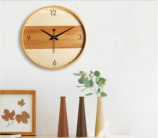 Modern Wood Wall Clock - Minimalist Silent Timepiece