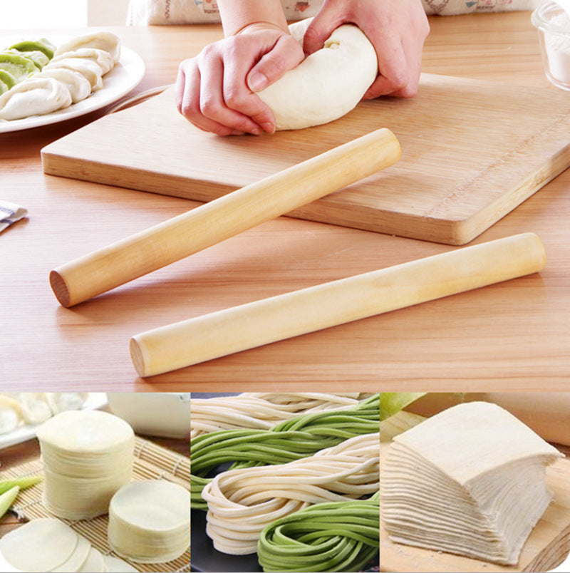 Wood Rolling Pin - Natural with Comfortable Grip