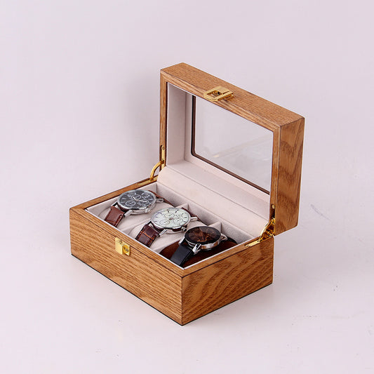 Retro Wood Watch Box - Vintage Storage Case