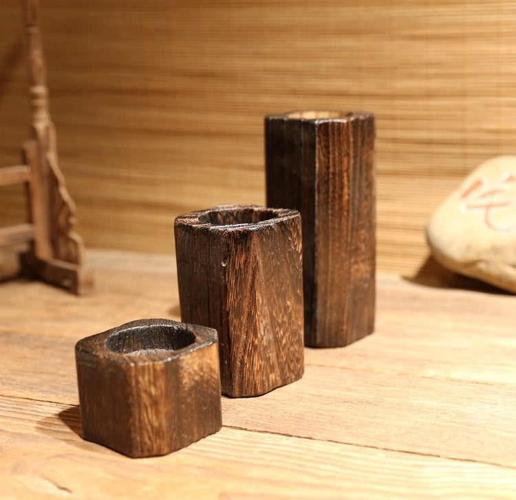 Wood Candle Holder - Simple Natural Candlestick