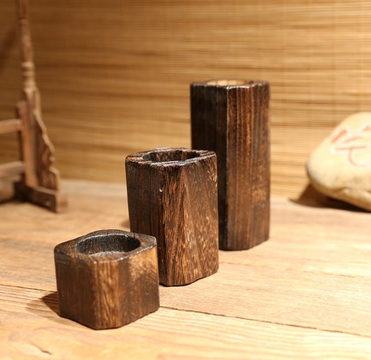 Wood Candle Holder - Simple Natural Candlestick