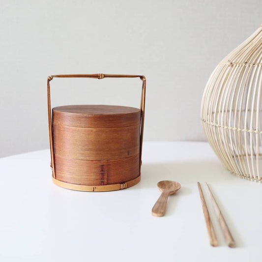 Retro Wood Lunch Box - Portable Picnic Container
