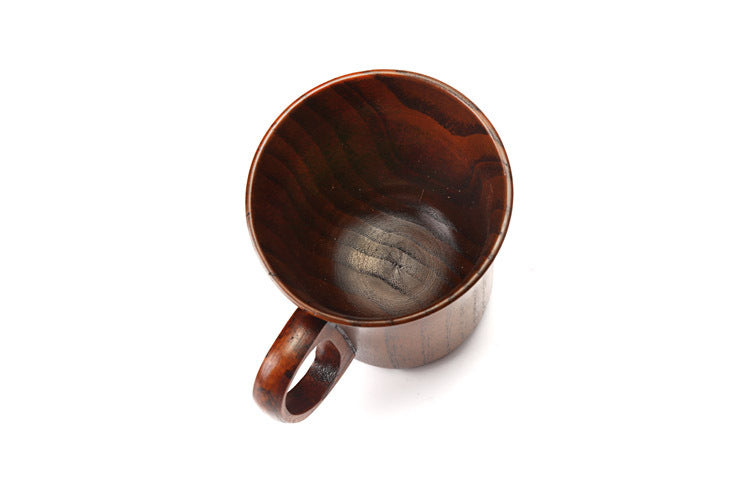 Jujube Wood Cup - Traditional Wood Mug with Handle