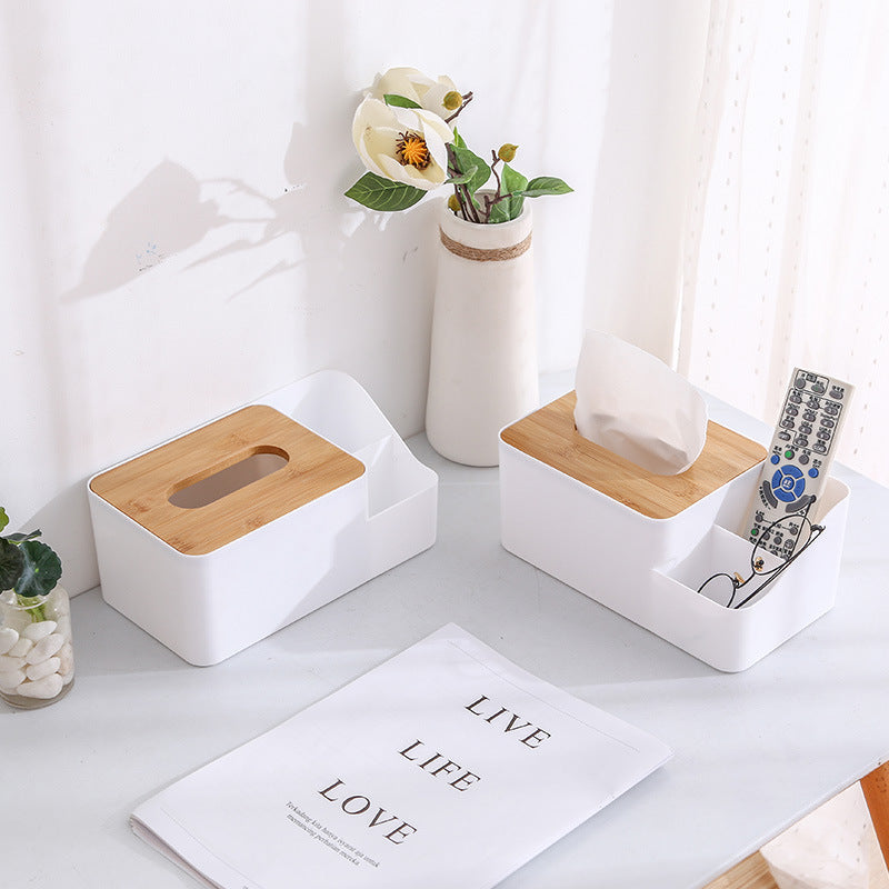 Bamboo Tissue Box Cover - Square Wood Dispenser