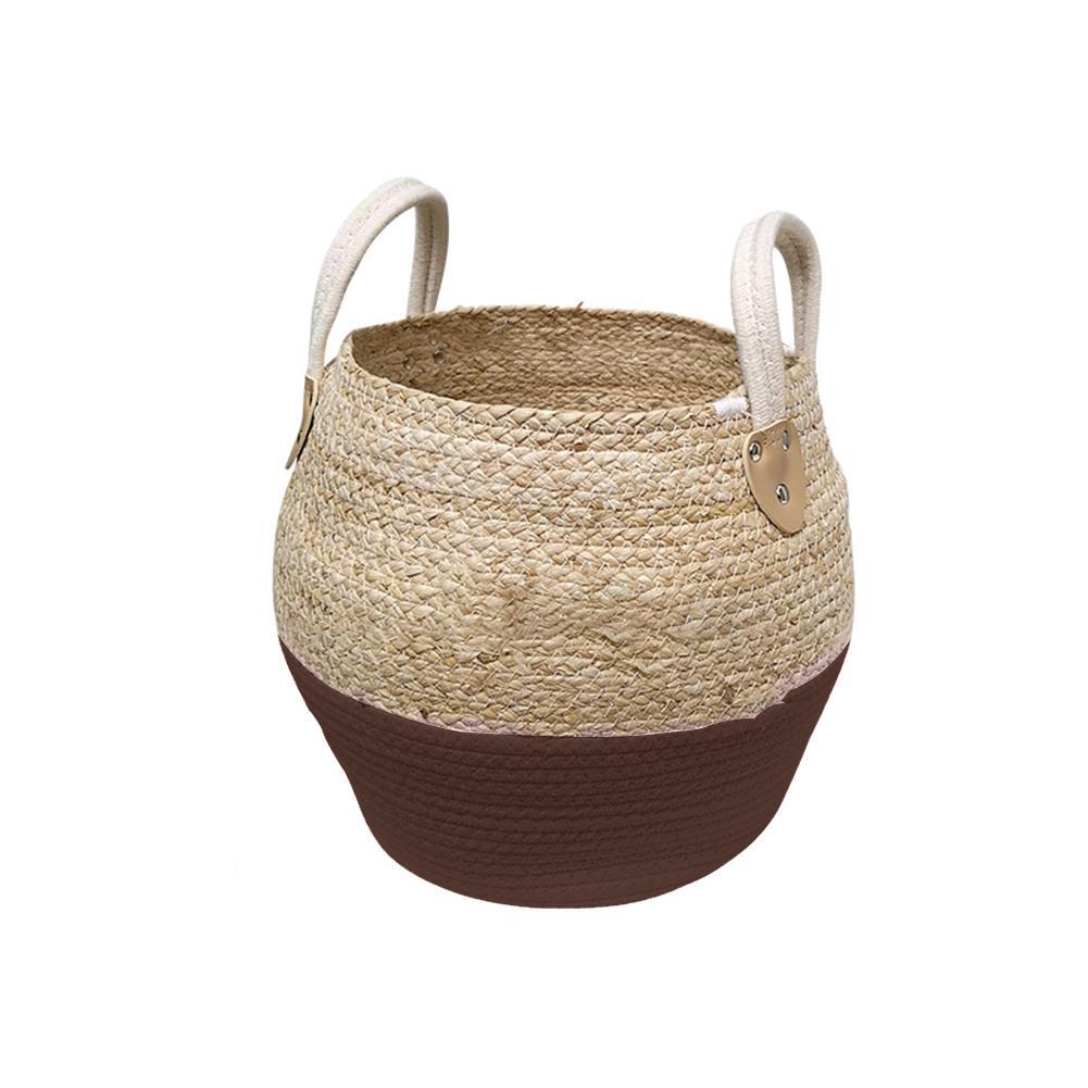 Straw Storage Basket - Natural Rustic Woven Organizer