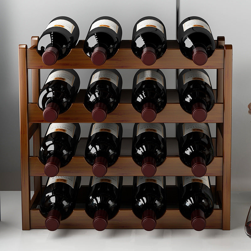 Wood Wine Display Rack - Decorative Cabinet Organizer