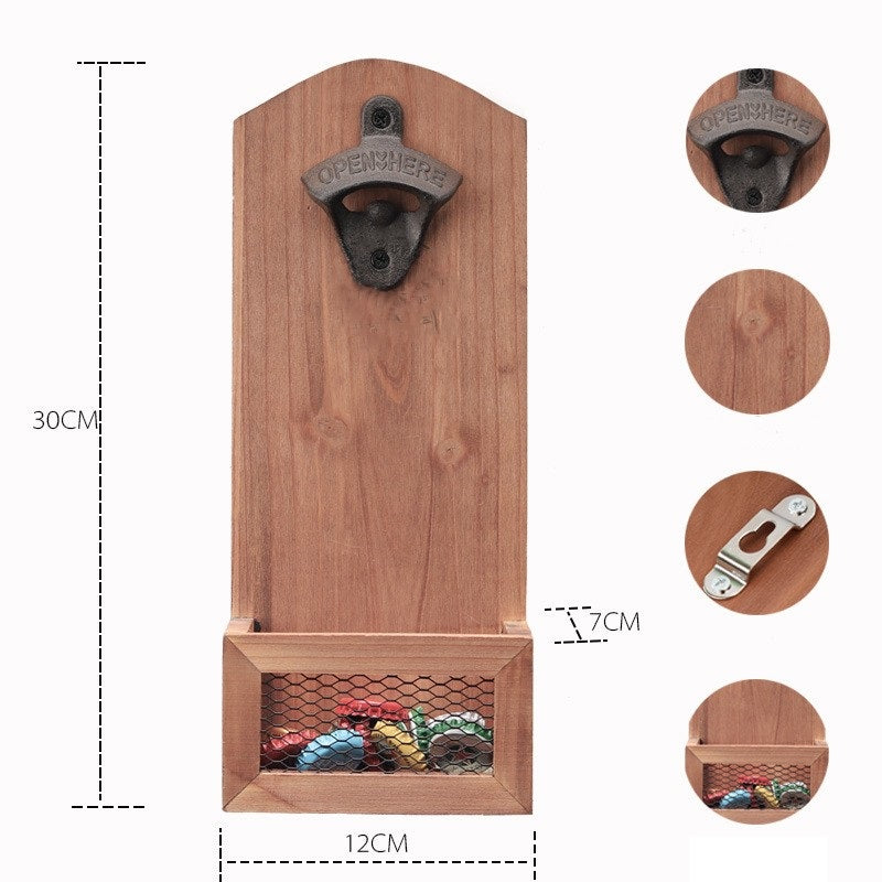 Wood Bottle Opener with Magnetic Catcher