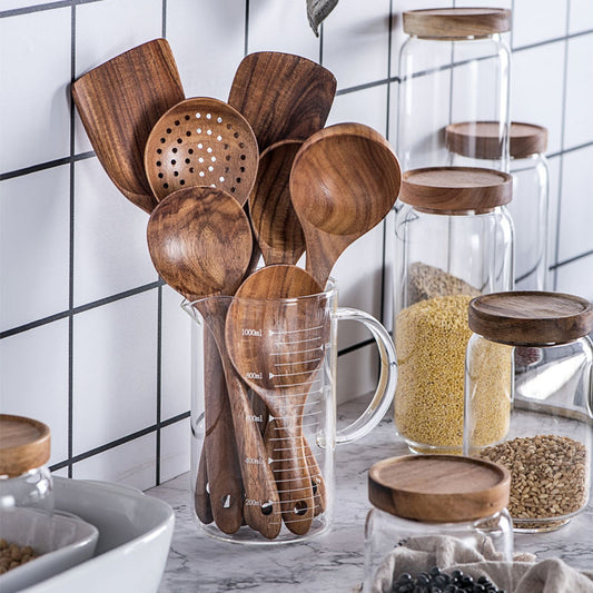Teak Wood Tableware Set - Spoon, Ladle, Turner