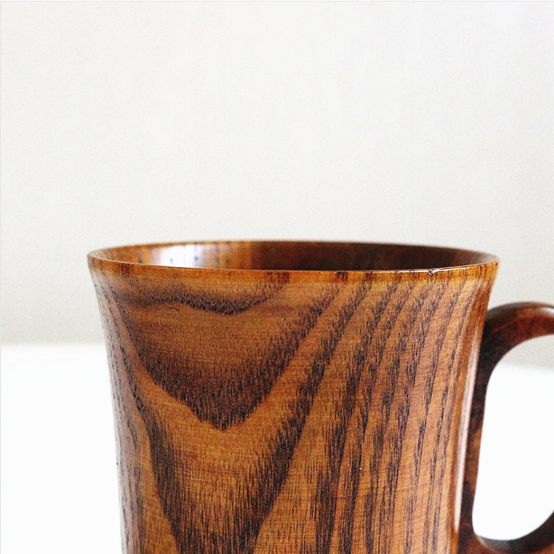 Jujube Wood Cup - Traditional Wood Mug with Handle