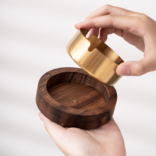 Solid Wood Ashtray - Anti-Fly Ash - Home & Office