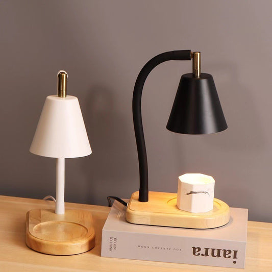 Wood Base Aromatherapy Wax Warmer Lamp