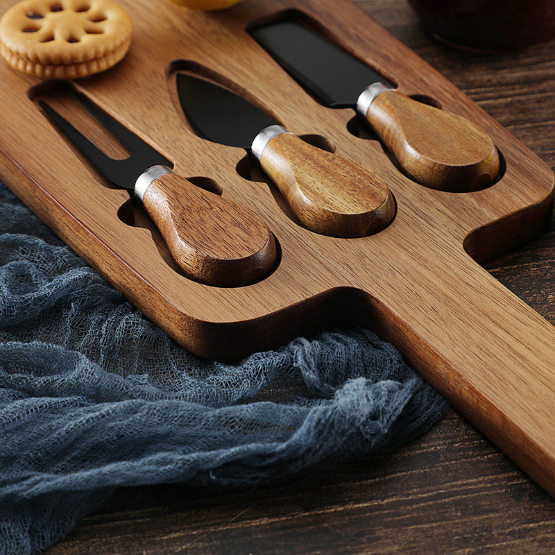 Wood Cheese Plate with Knife Set - Serving Board