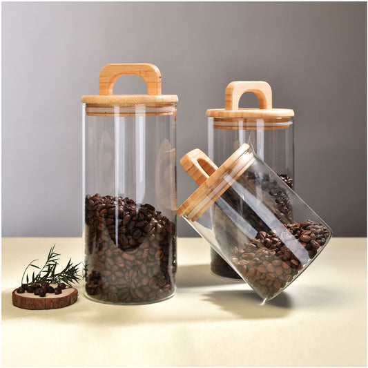 Glass Jar with Bamboo Handle - Multi-Functional