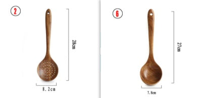 Teak Wood Tableware Set - Spoon, Ladle, Turner
