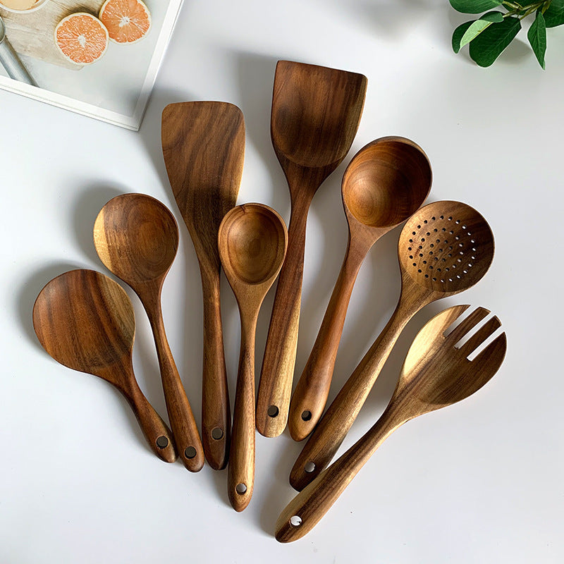 Teak Wood Tableware Set - Spoon, Ladle, Turner