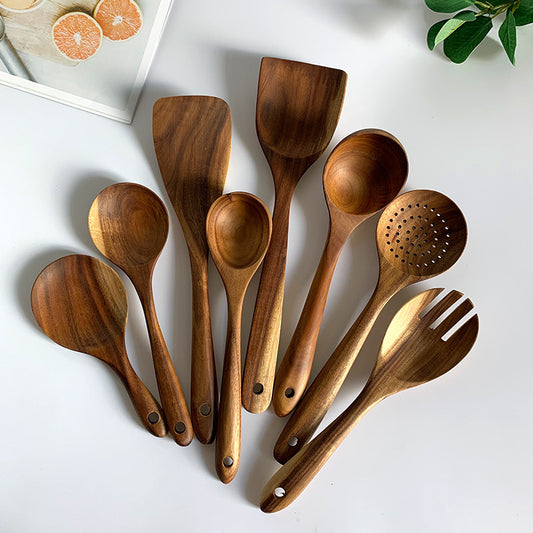 Teak Wood Tableware Set - Spoon, Ladle, Turner