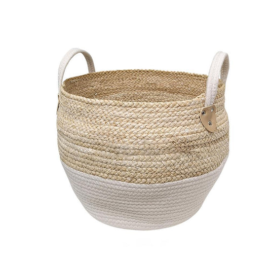 Straw Storage Basket - Natural Rustic Woven Organizer