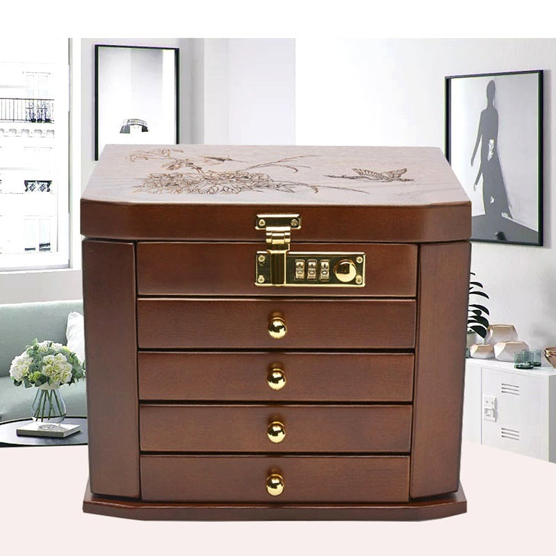 Wood Jewelry Box with Combination Lock - Secure Storage