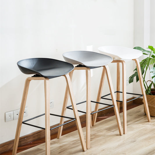 Nordic Wood & Plastic Bar Stool - Modern High Chair